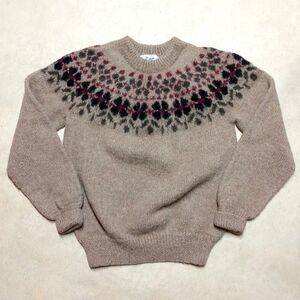 Vintage Hallet Handknit Alpaca Wool Sweater Women’s Medium (Fits XS/S) Fair Isle